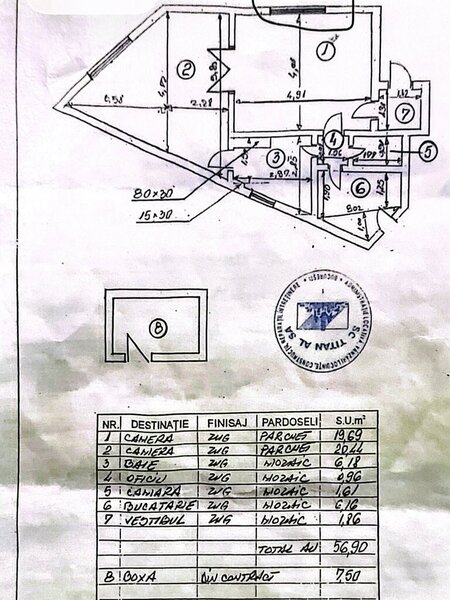 Hala Traian – Calarasilor, Apartament 2 camere 57 mp, curte si boxa, centra